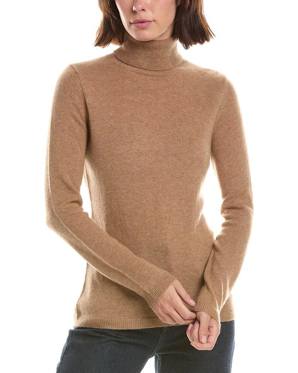 Forte Brown Basic Turtleneck 100% Cashmere Pullover