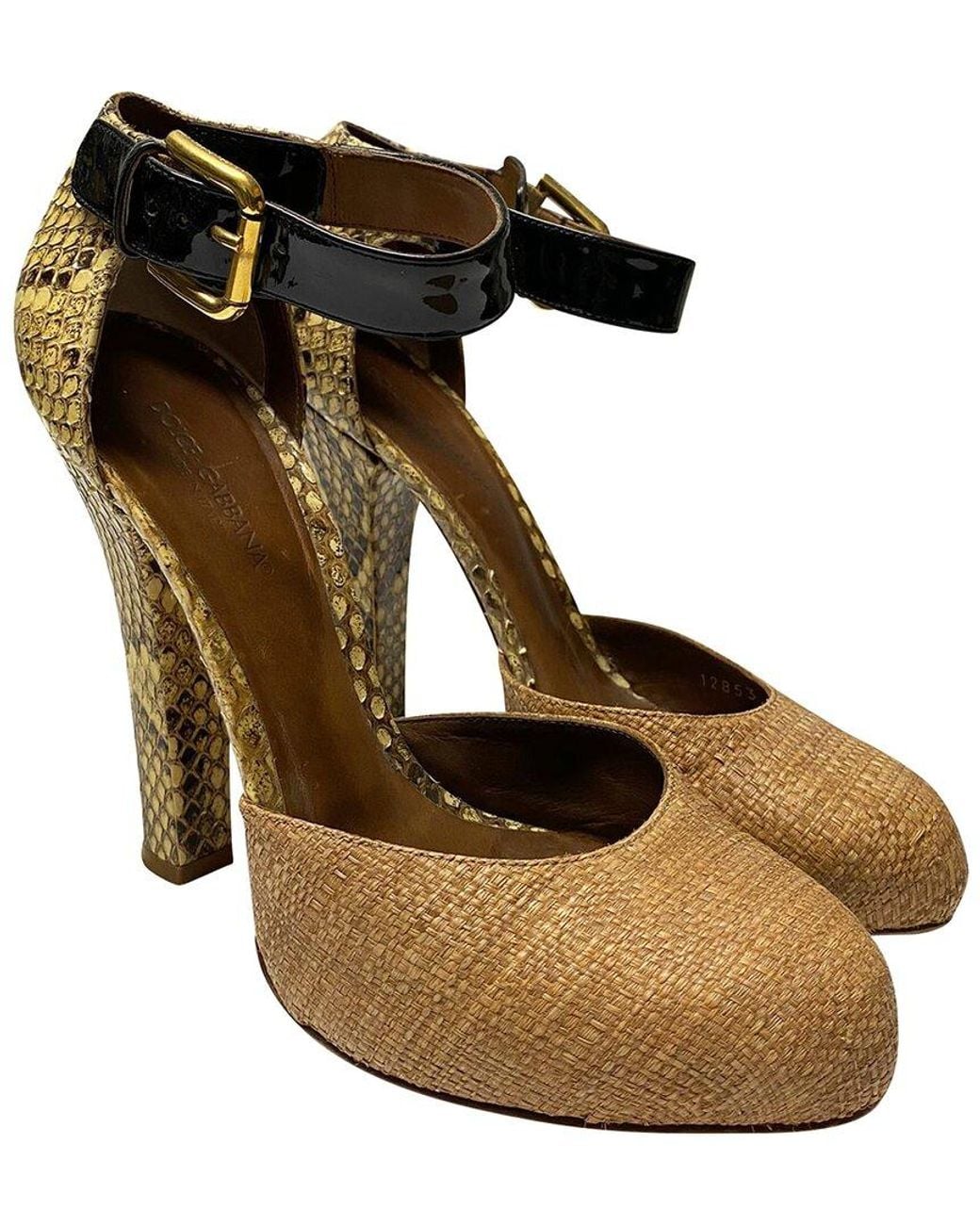 Dolce & Gabbana Metallic Python Leather Animal Print D'Orsay Pump (Authentic Pre-Loved)