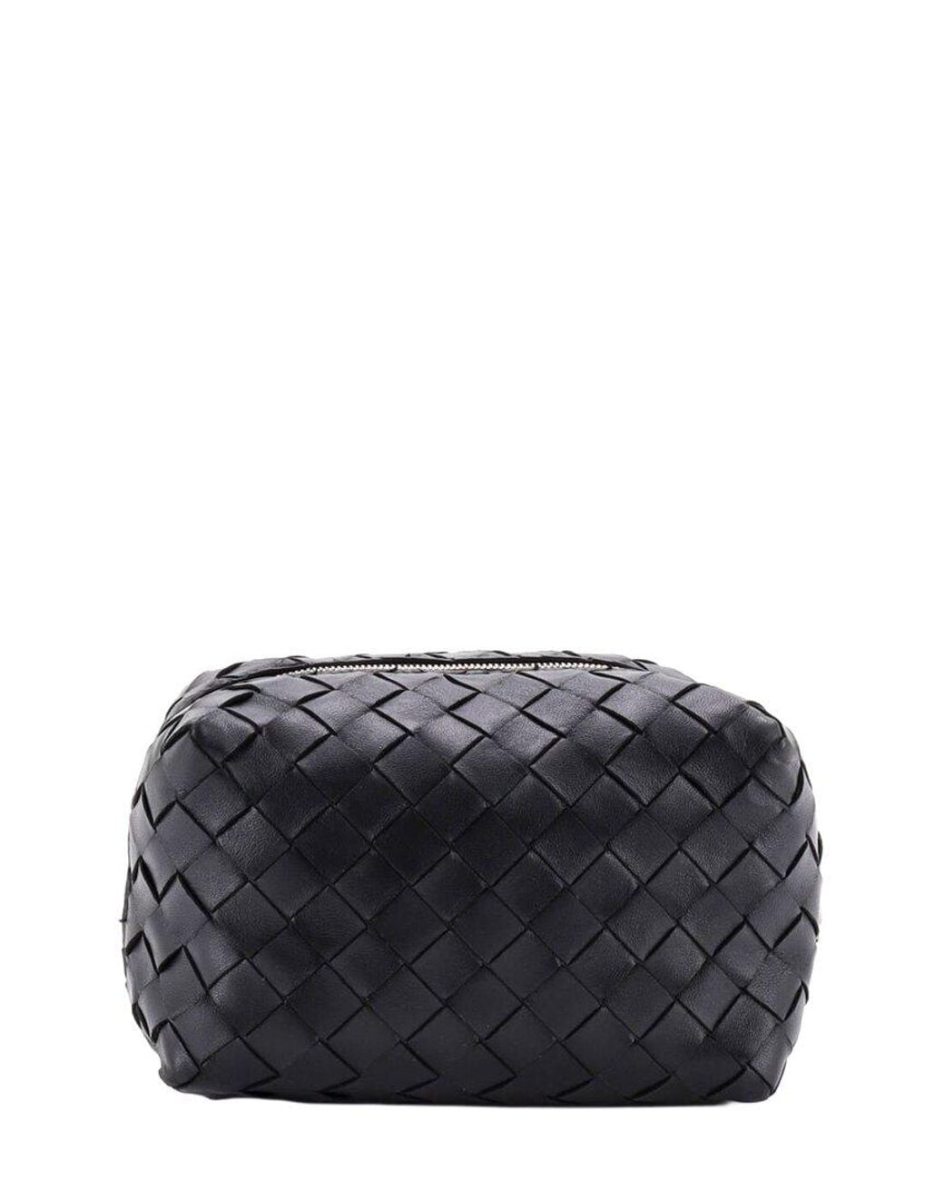 Bottega Veneta Black Intrecciato Nappa Wristlet Cosmetic Pouch (Authentic Pre- Loved)