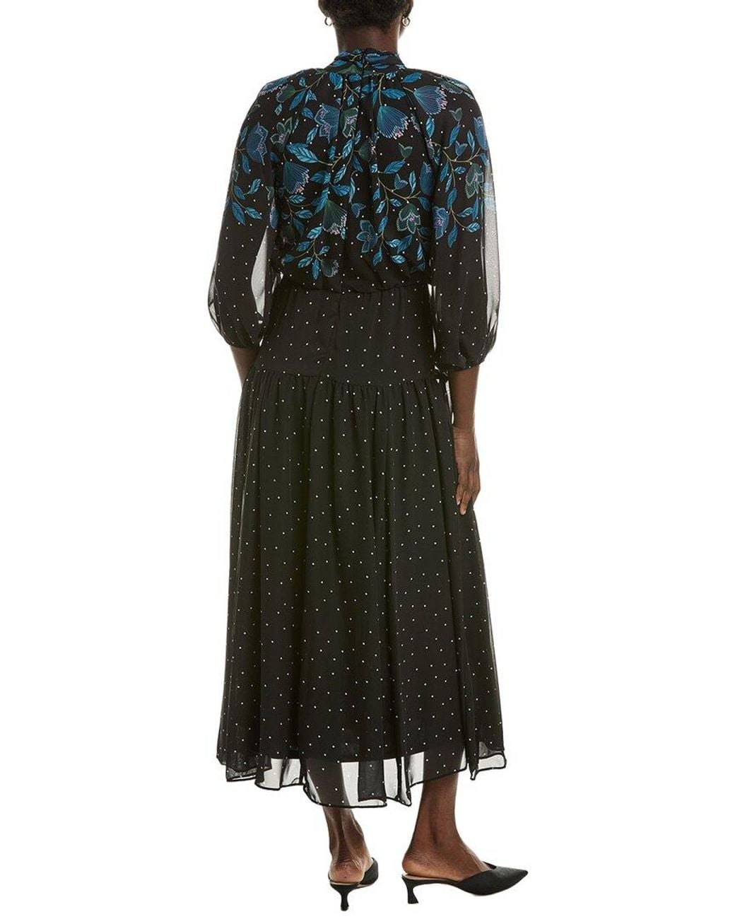 Maison Tara Black Long Sleeve Midi Dress
