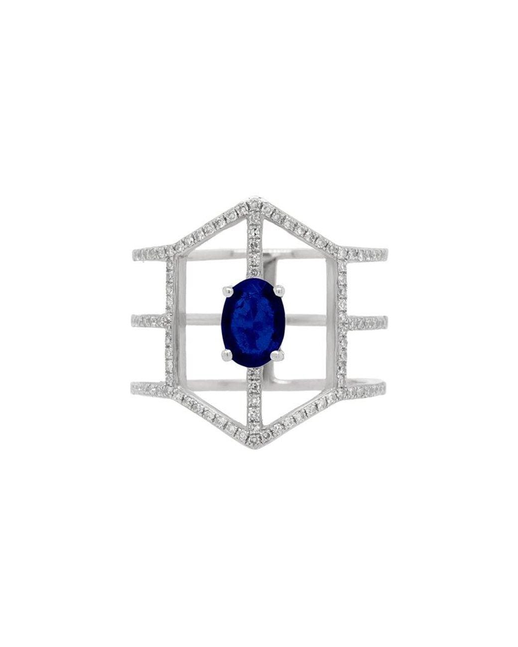 Diana M Blue Fine Jewelry 14k 1.25 Ct. Tw. Diamond & Sapphire Half-eternity Ring