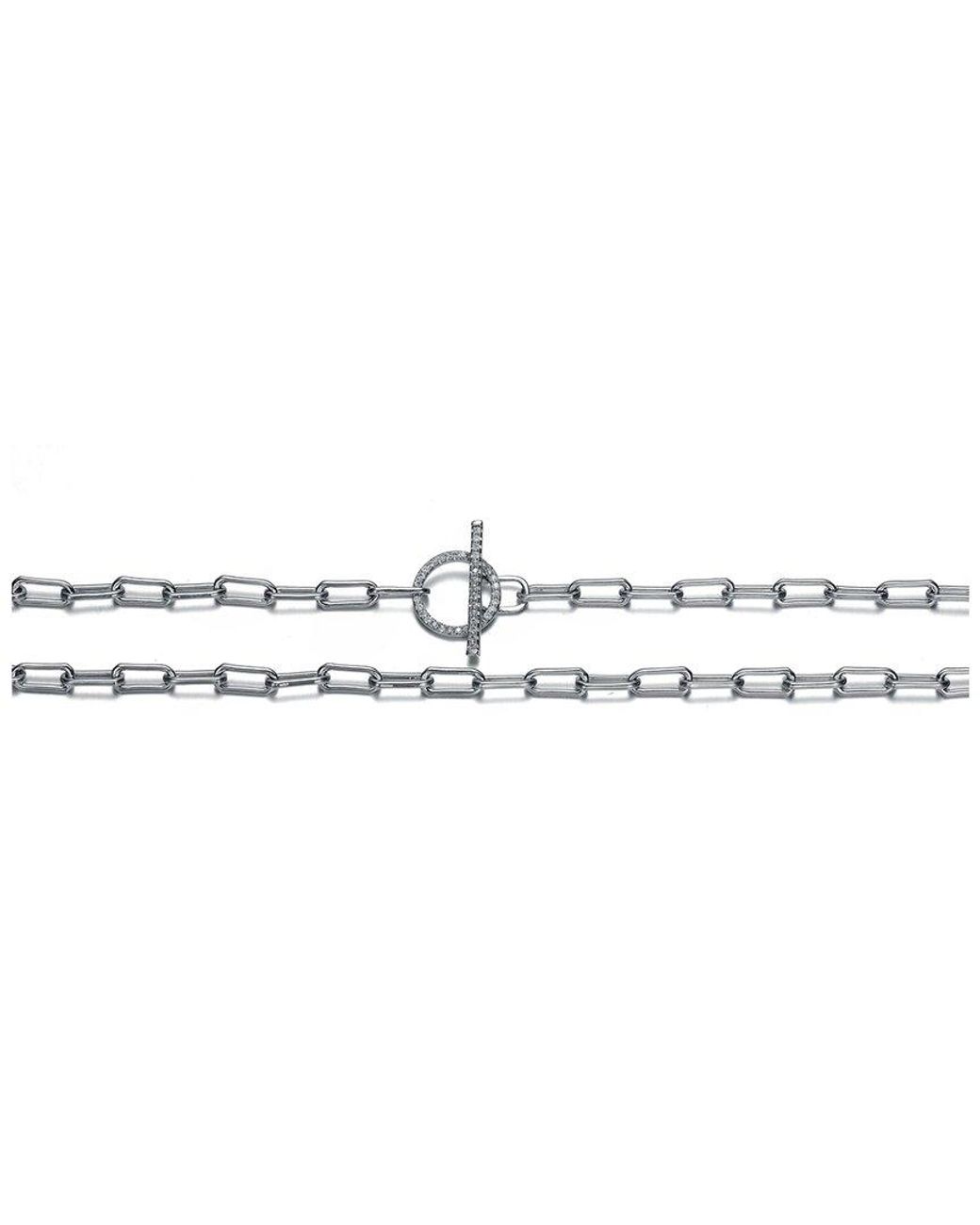 Rachel Glauber Metallic Silver Cz Necklace