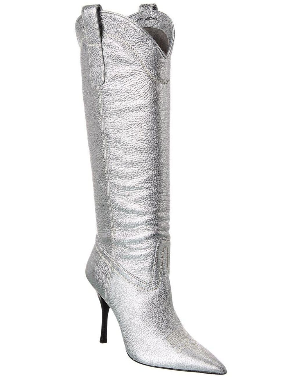 Stuart Weitzman Gray Outwest 100 Leather Knee-High Boot