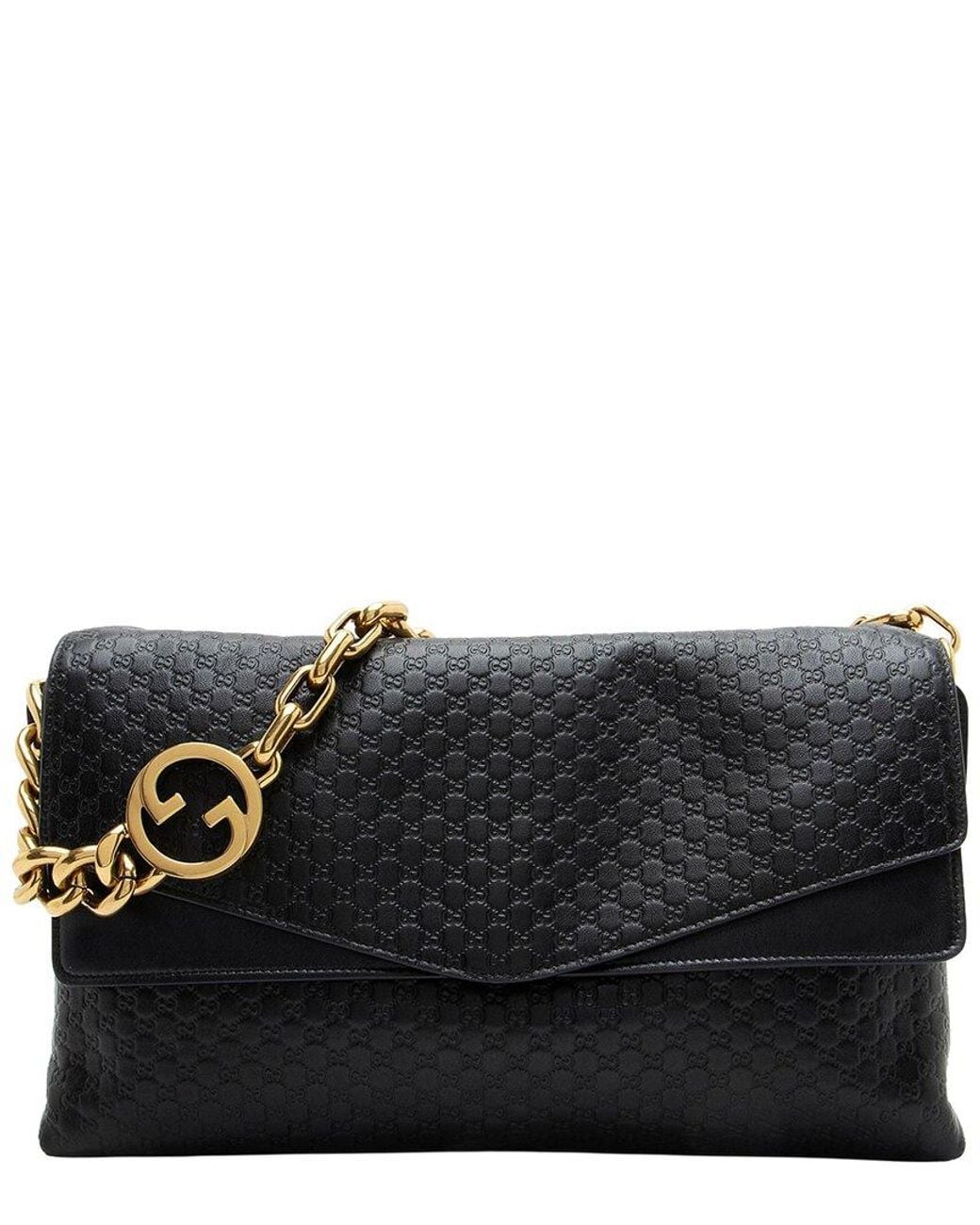 Gucci Black Microssima Leather Chain Large Shoulder Bag (Authentic Pre- Loved)