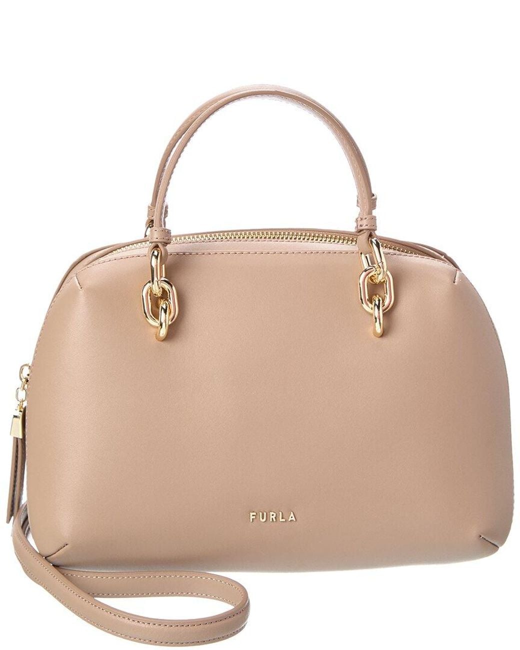 Furla Galassia Medium Leather Boston Bag in Natural | Lyst