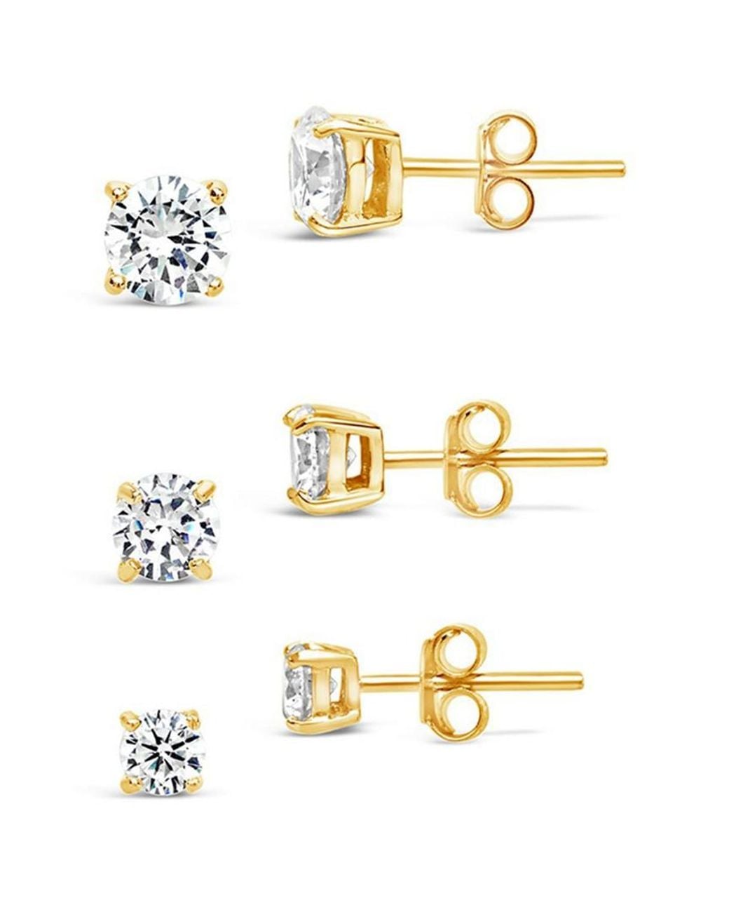 Sterling Forever Metallic 14k Over Silver Cz Earrings