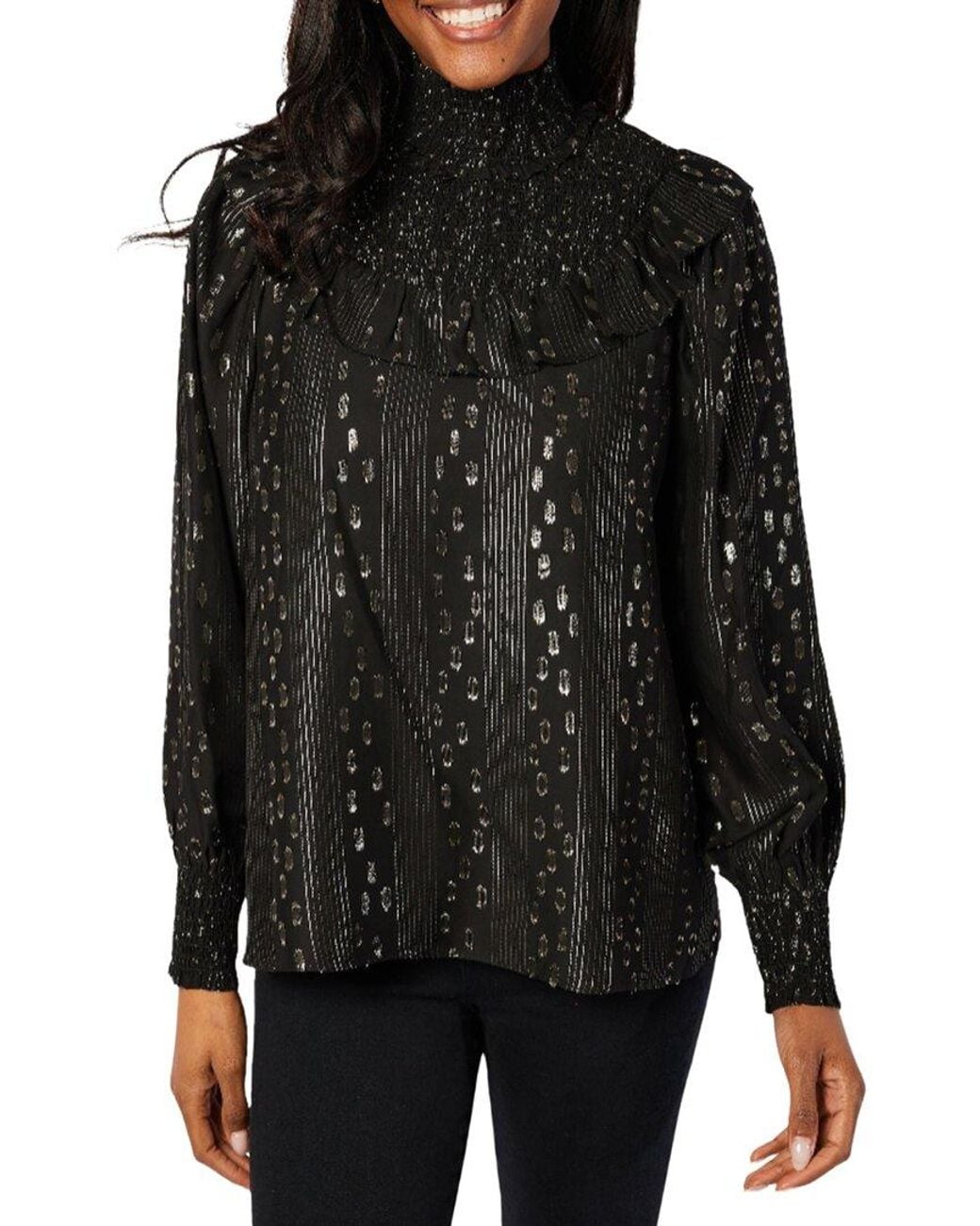 Sail To Sable Black Smocked Neck Top