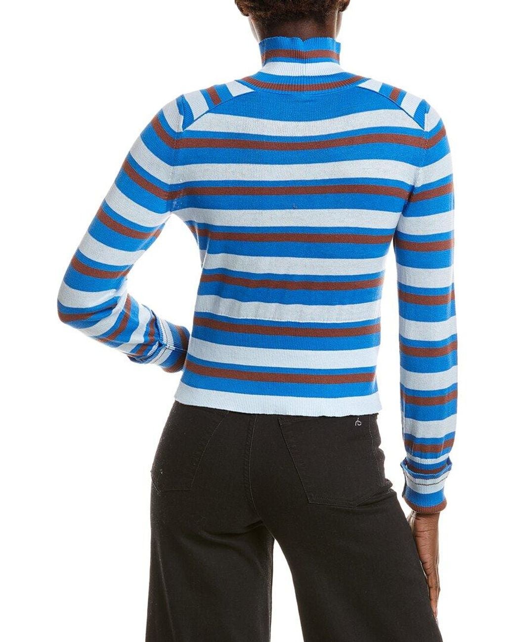 Free People Blue Breeze Striped Turtleneck Top