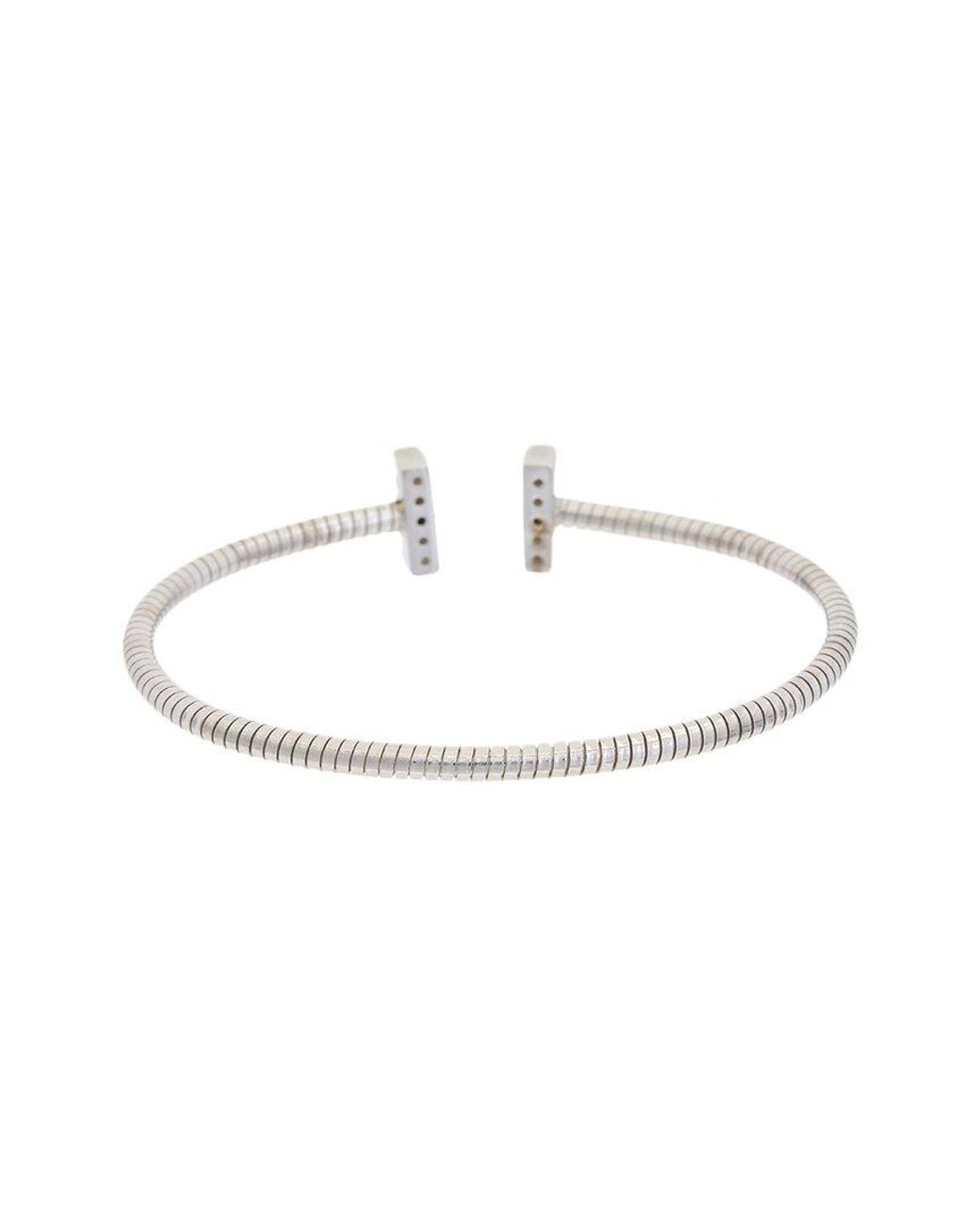 Meshmerise White 18K Over 0.10 Ct. Tw. Diamond Bangle Bracelet