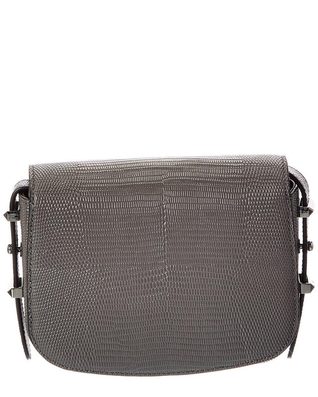 Jimmy Choo Gray Lizard-Embossed Leather Crossbody