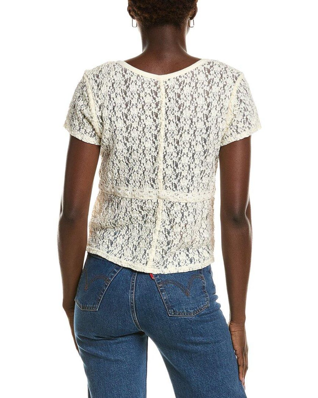 Free People Blue Claro Short Sleeve Top