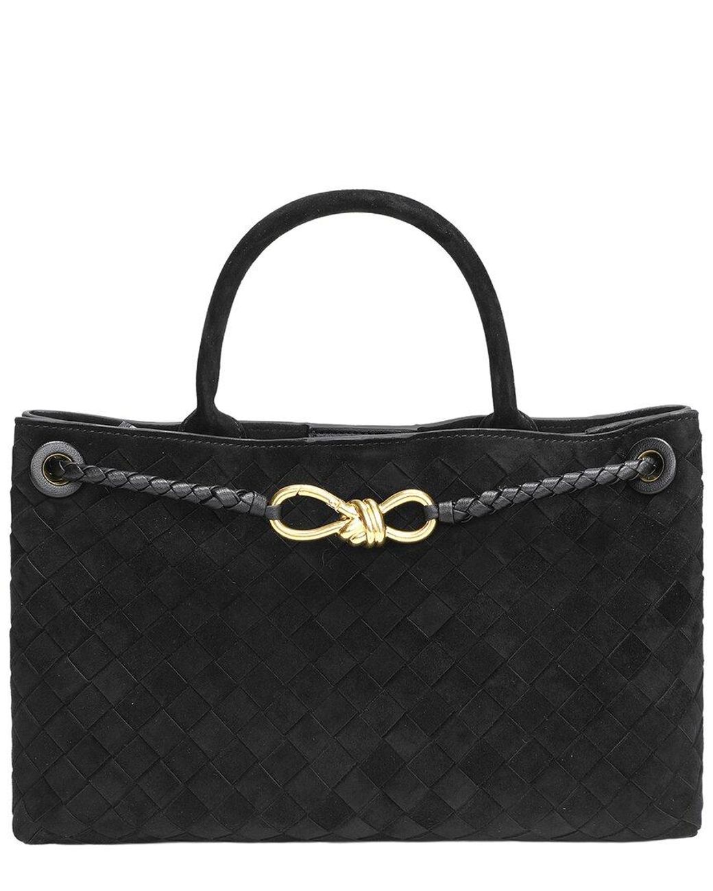 Tiffany & Fred Paris Black Tiffany And Fred Paris Woven Suede Leather Top Handle Satchel