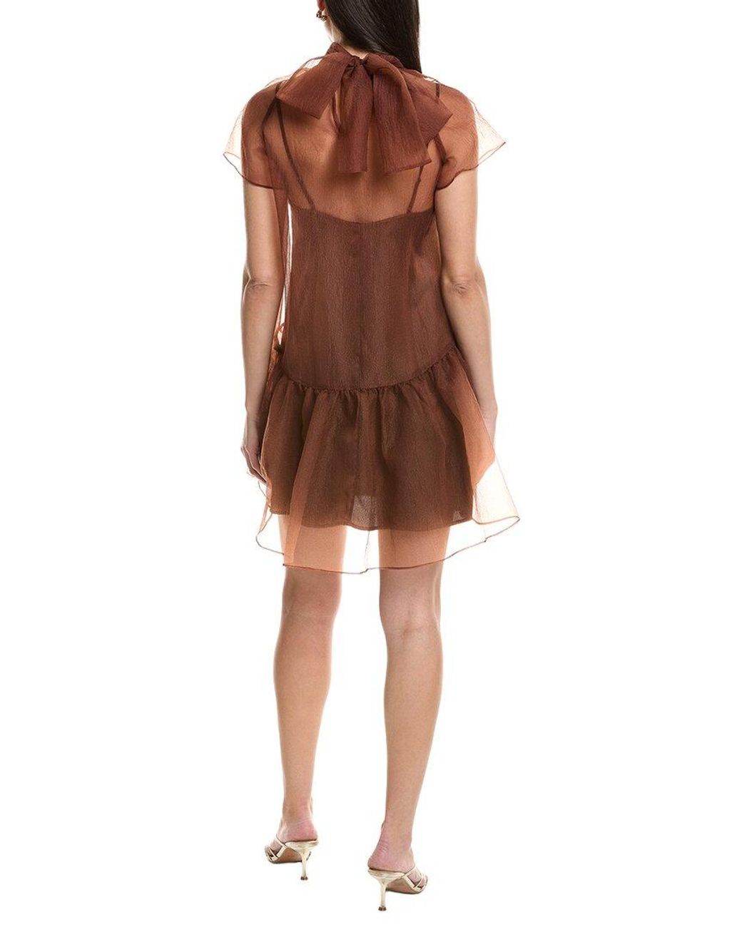 JLuxe Brown Solid Short Sleeve Mini Dress