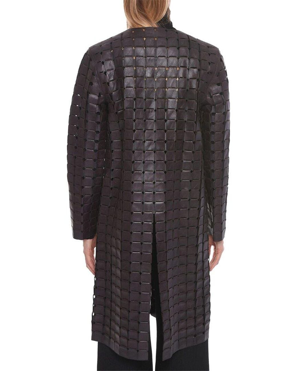 Bottega Veneta Gray Leather Satine Coat