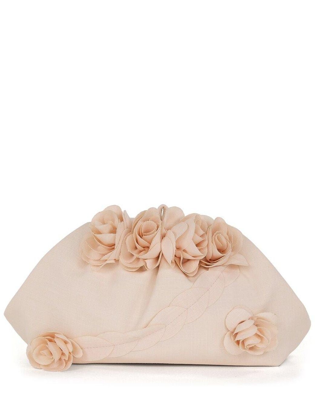 Badgley Mischka Natural Satin Jacquard Clutch