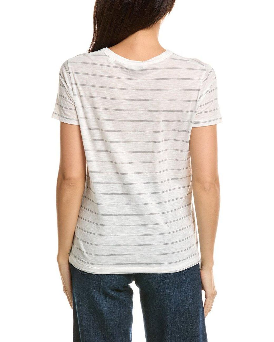 Vince White Stripe Crewneck Top