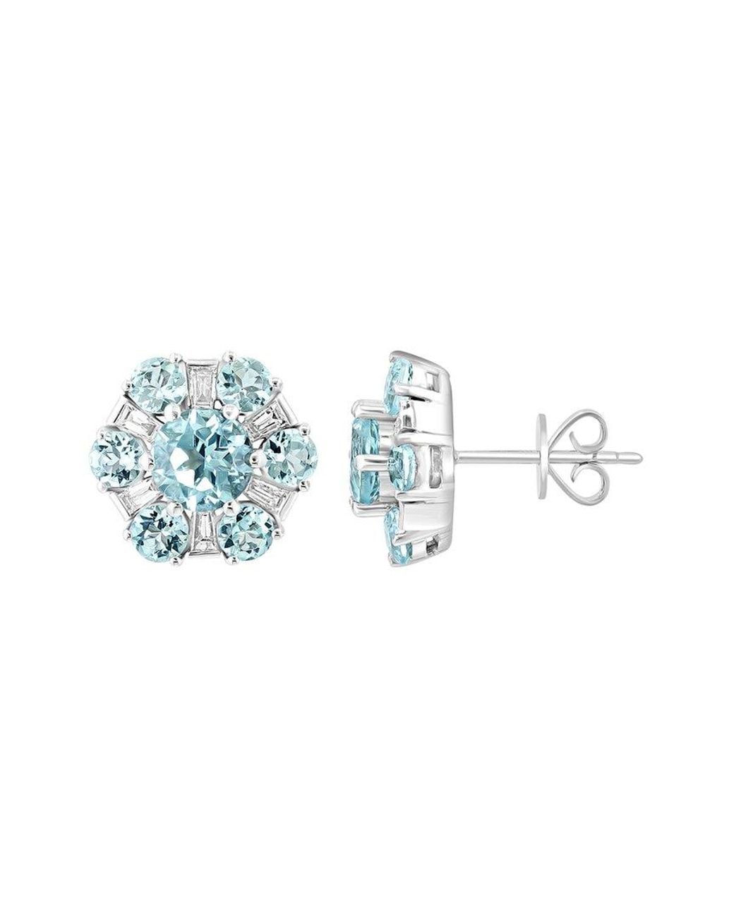 Effy Fine Jewelry Blue 14K 3.33 Ct. Tw. Diamond & Aquamarine Earrings