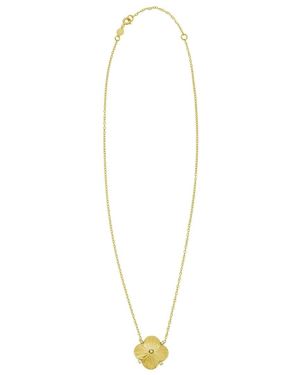 Italian Gold Metallic 14K 0.08 Ct. Tw. Diamond Floral Necklace