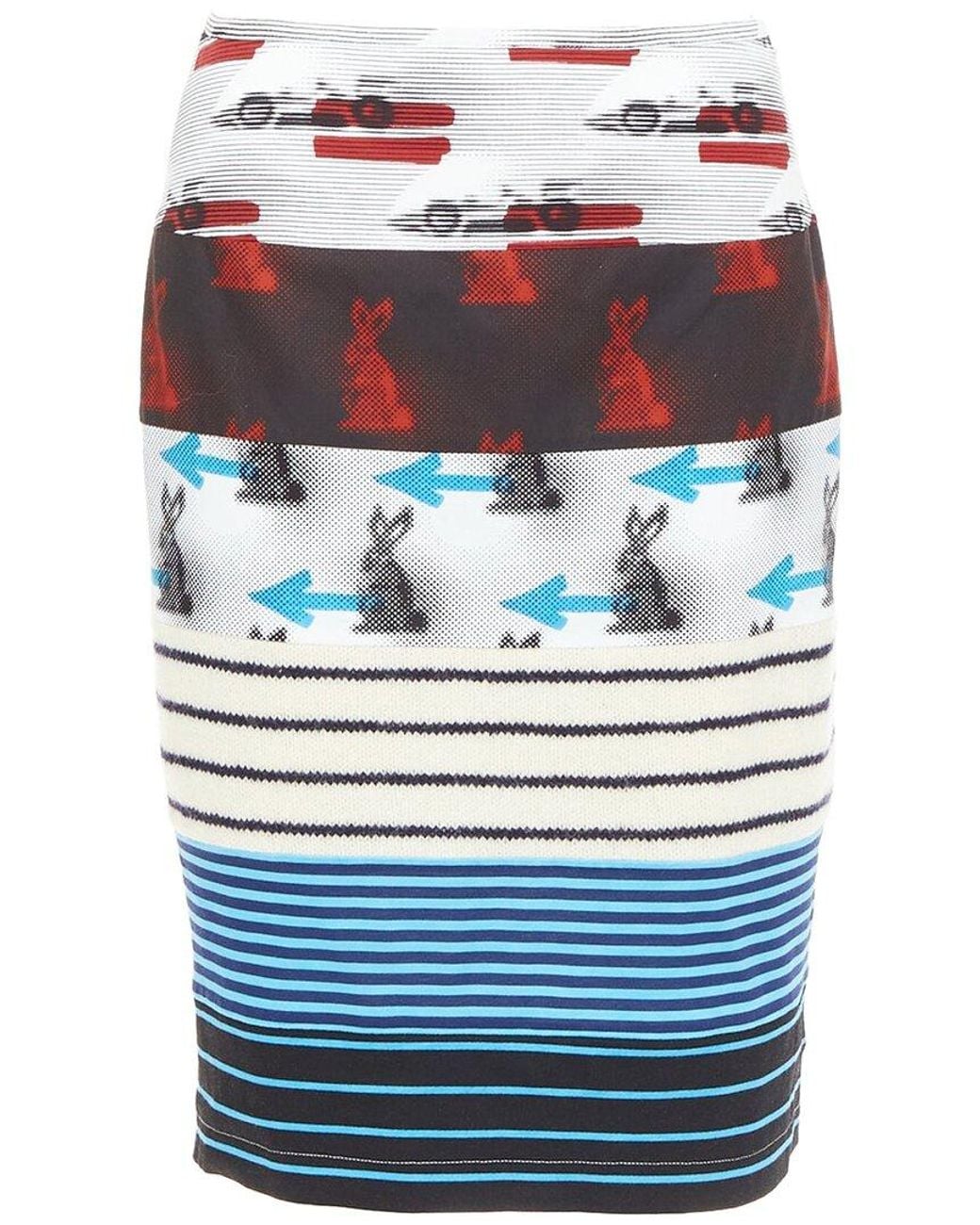 Prada Blue 2015 Knit Patchwork Skirt, Size It (Authentic Pre-Loved)