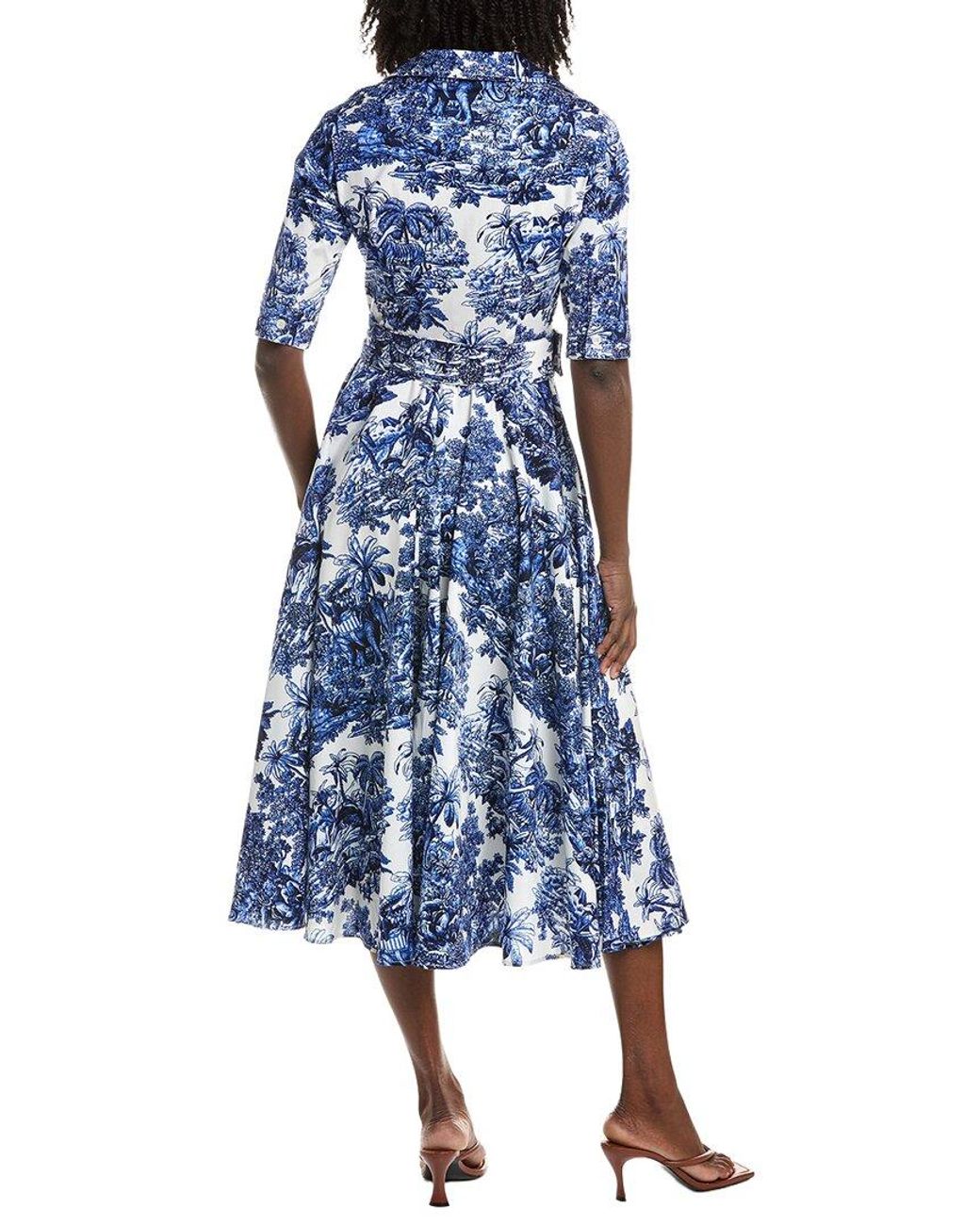 Samantha Sung Blue Amber Arabian Night Toile Midi Shirtdress