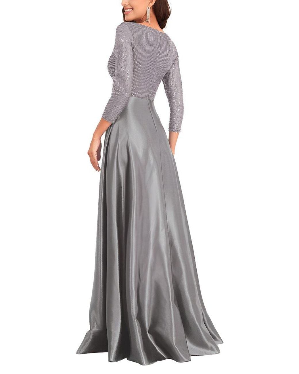 Vincent Gray Embroidered Maxi Dress