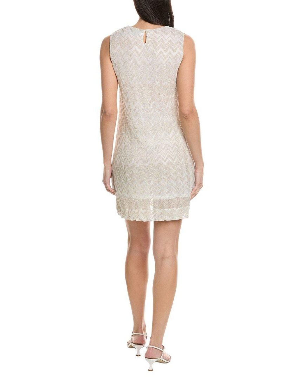 Missoni White Missoni Metallic Zigzag Print Shift Dress