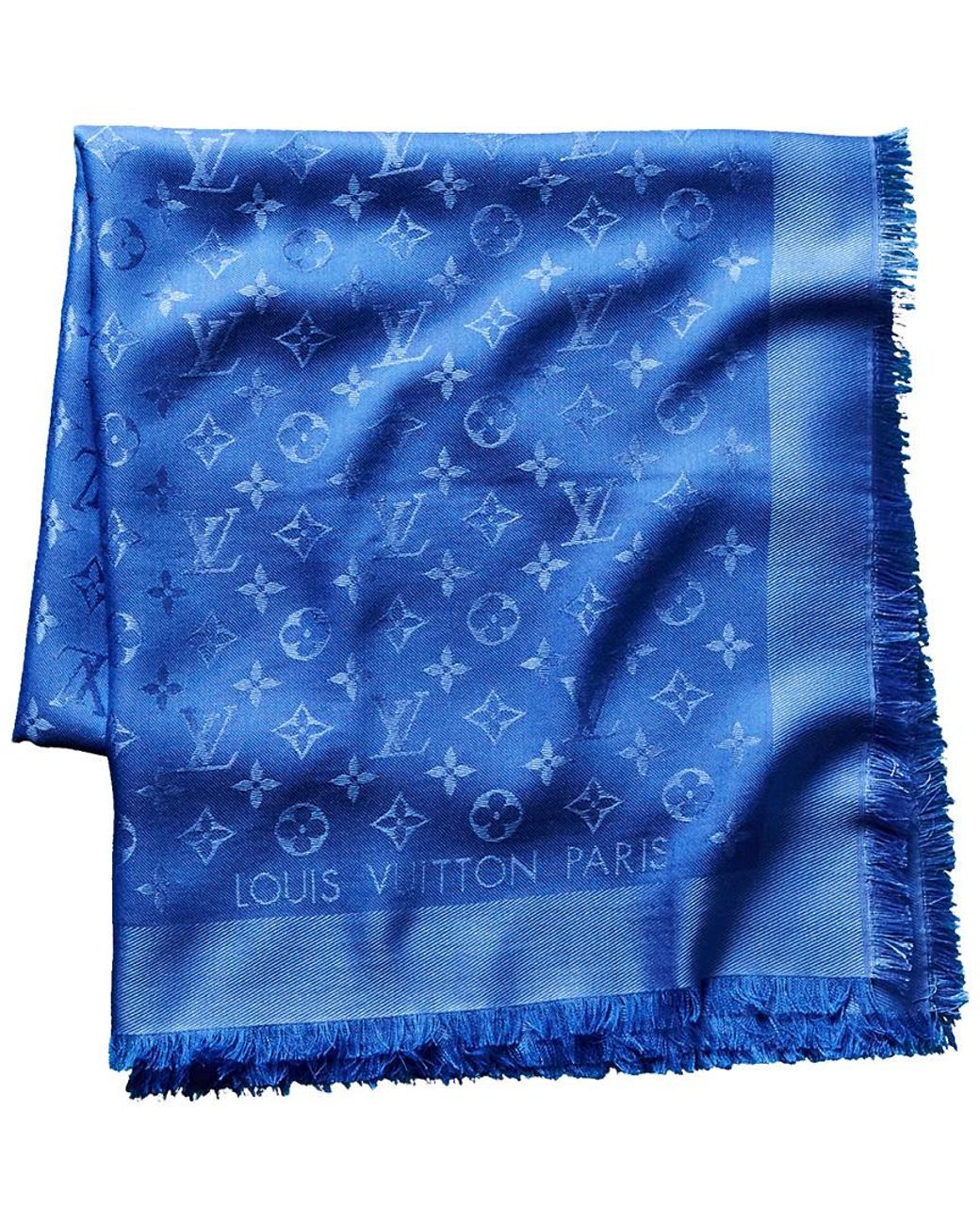 Louis Vuitton Royal Blue Monogram Silk & Wool-blend Shawl | Lyst