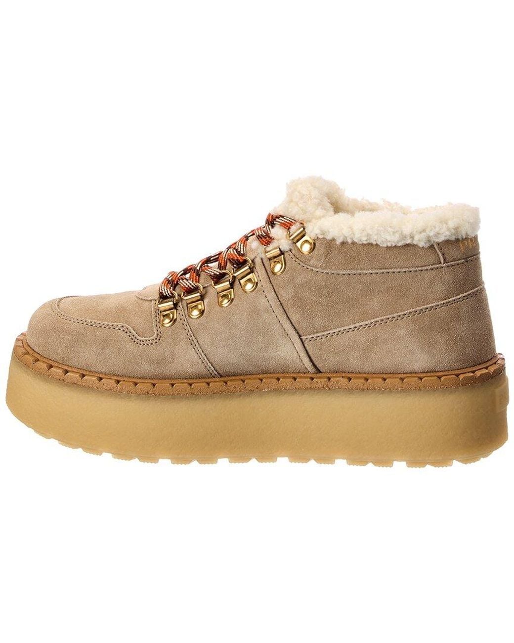 Prada Natural Suede & Shearling Boot