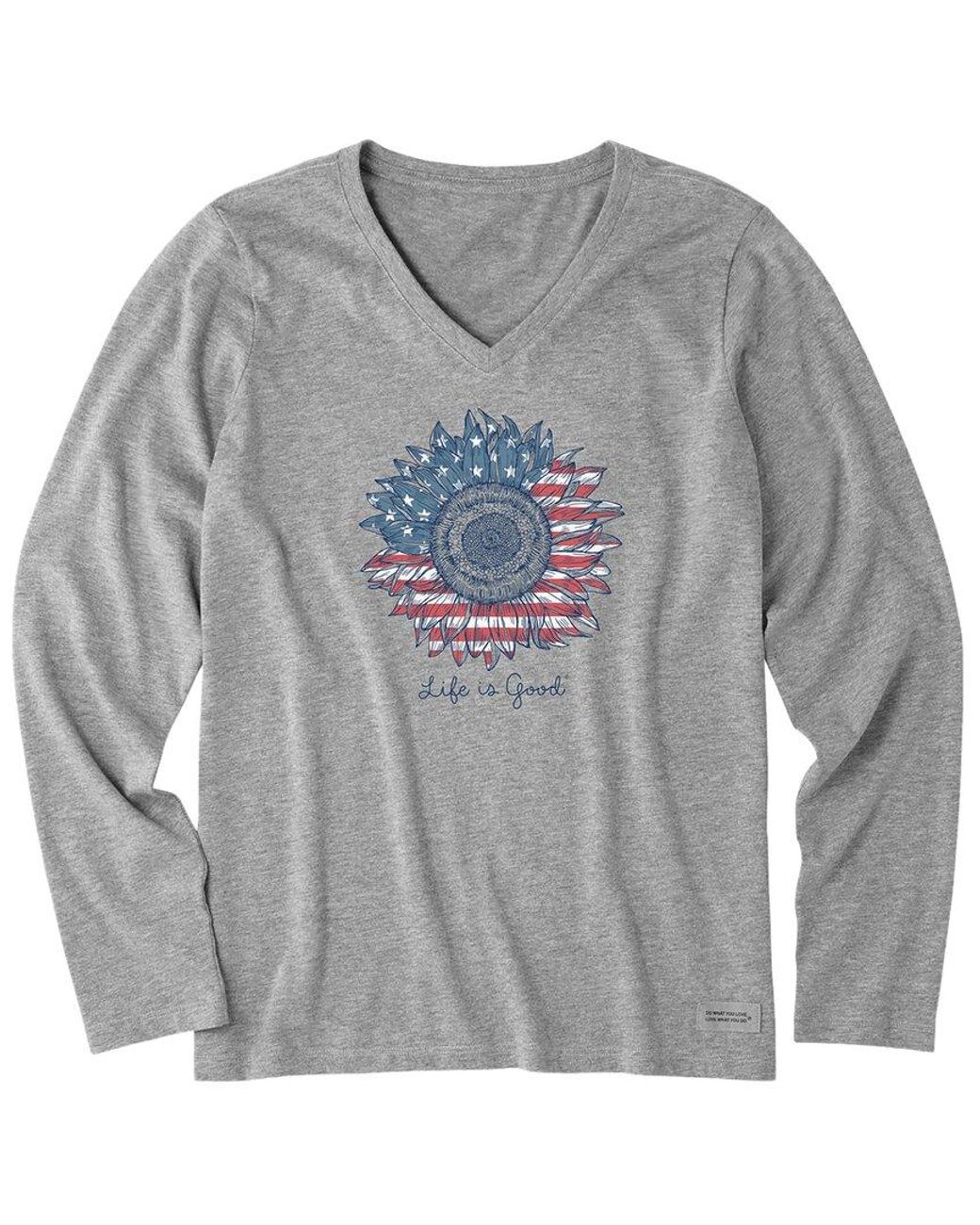 Life Is Good. Gray Long Sleeve Crusher T-Shirt