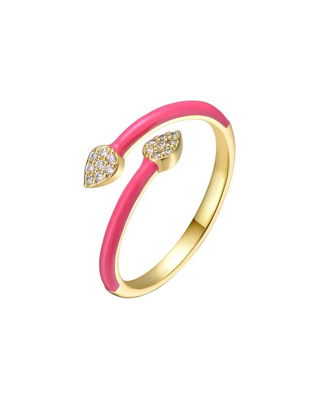 Rachel Glauber Pink 14k Plated Cz Heart Ring
