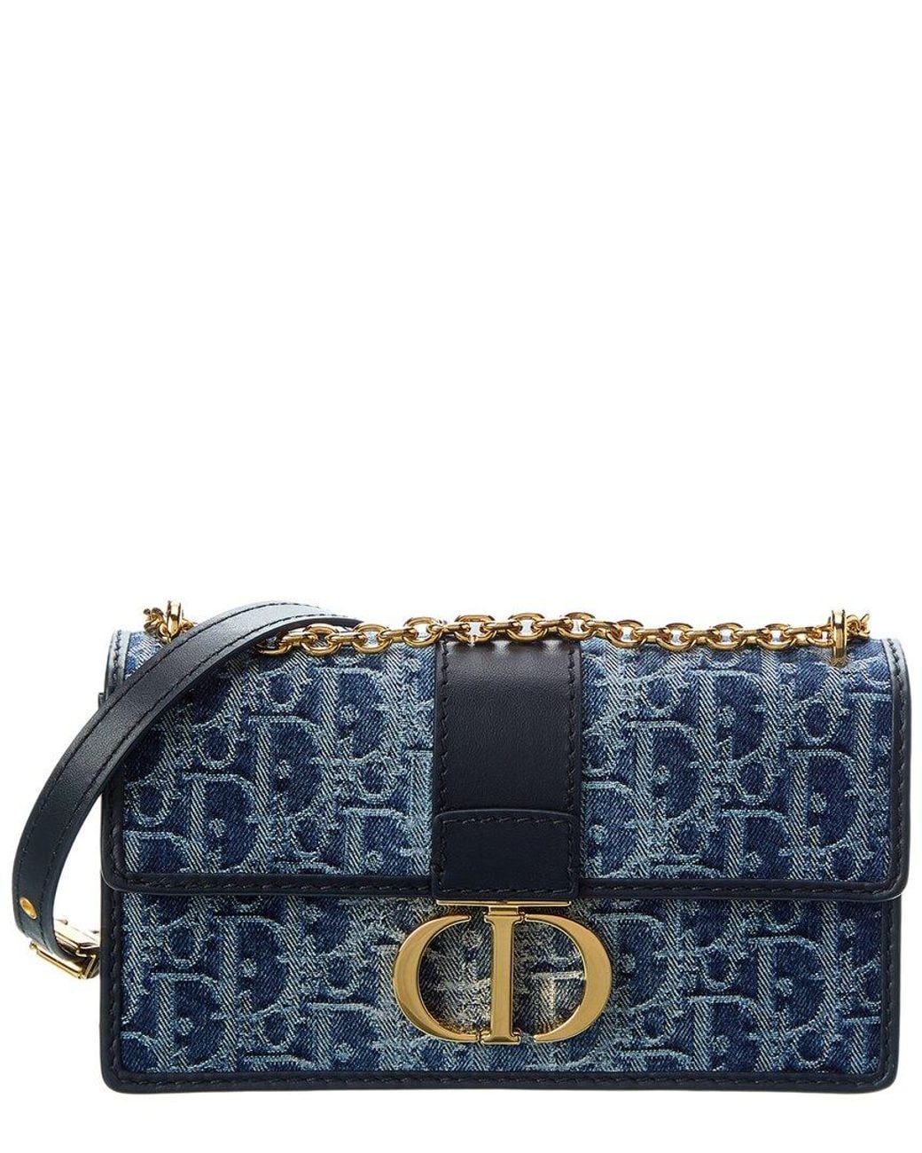 Dior Blue 30 Montaigne Small Denim & Leather Shoulder Bag