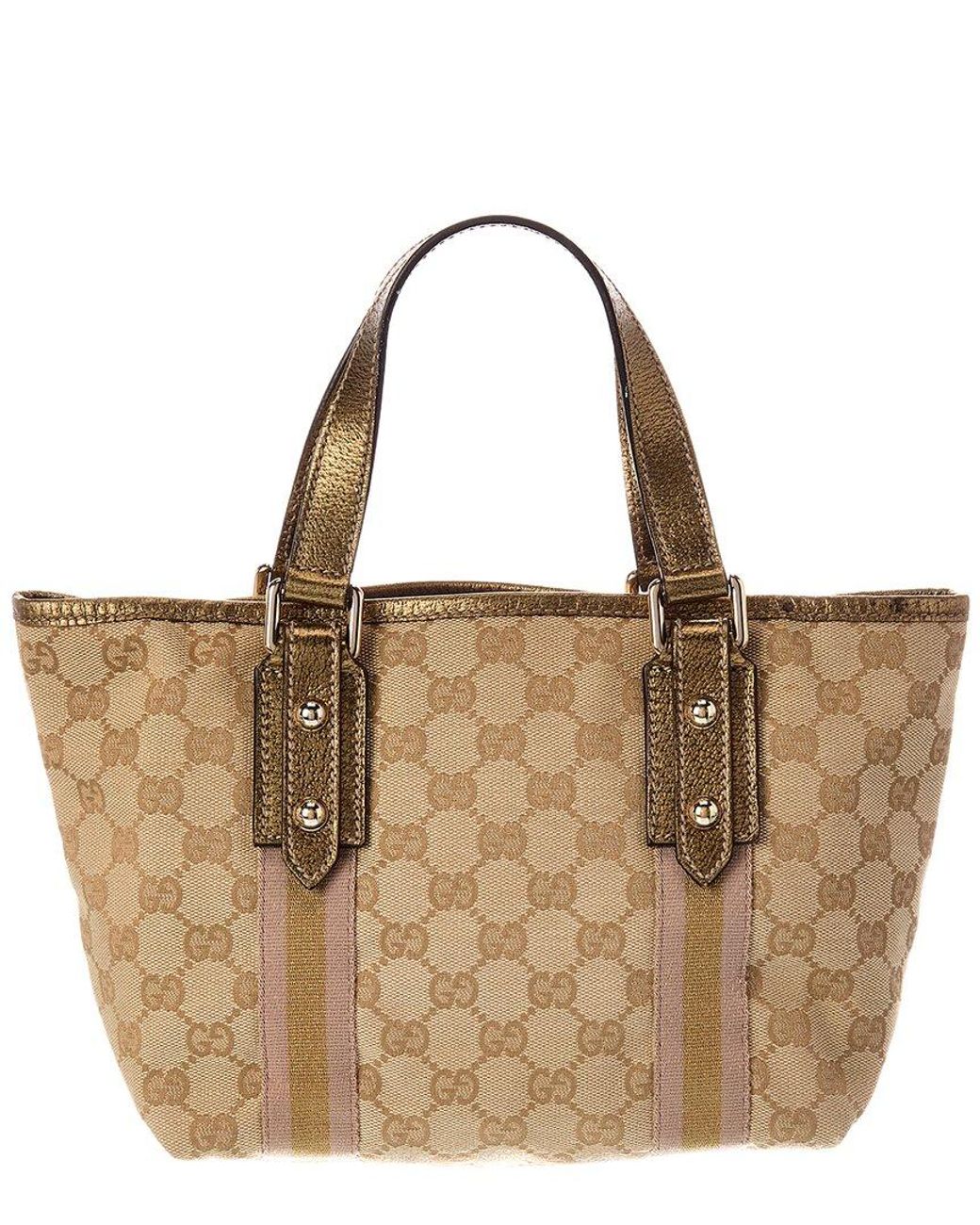 Gucci Brown Canvas Small Jolicoeur Tote (Authentic Pre-Loved)
