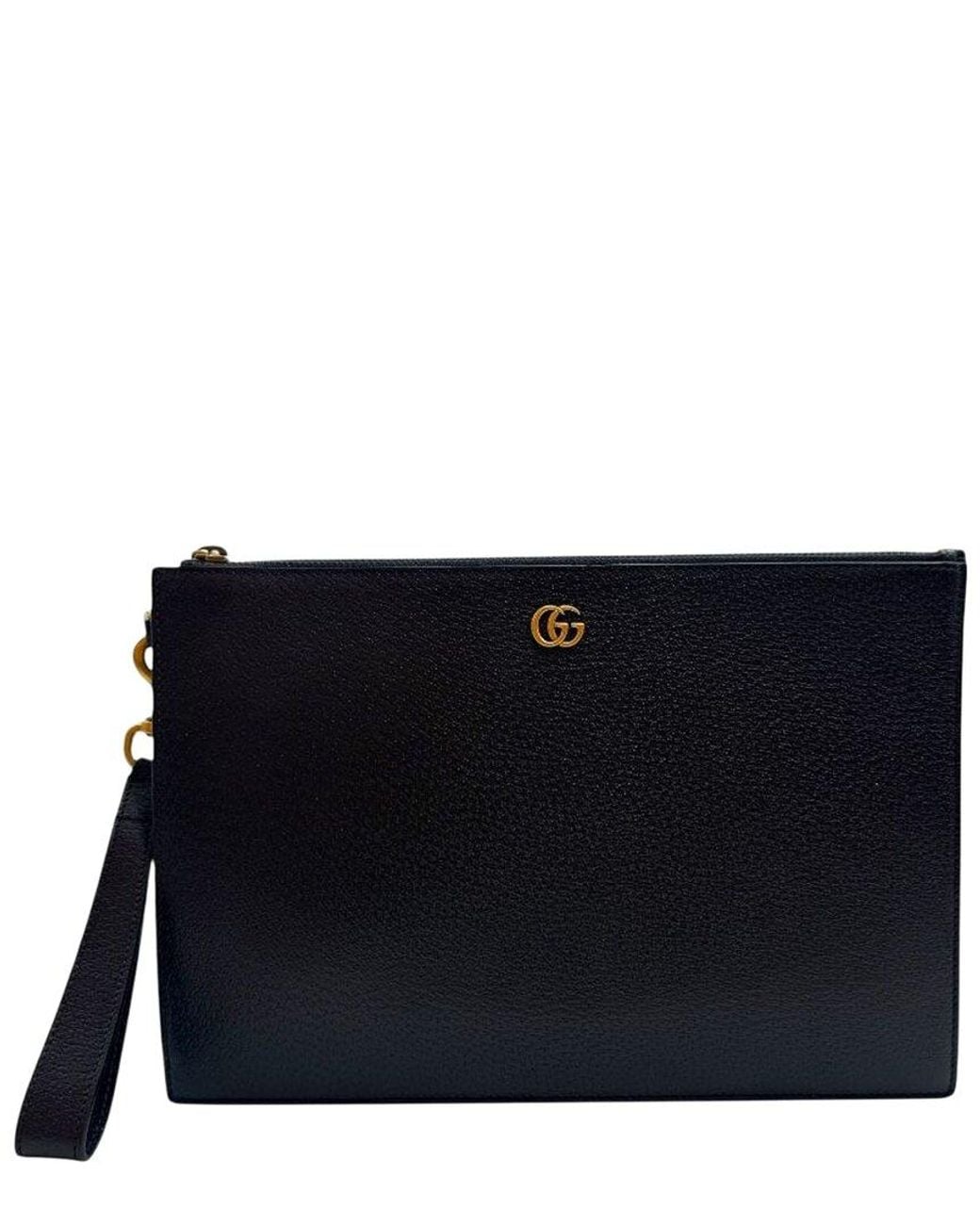 Gucci Black Calfskin Gg Marmont Clutch (Authentic Pre-Loved)