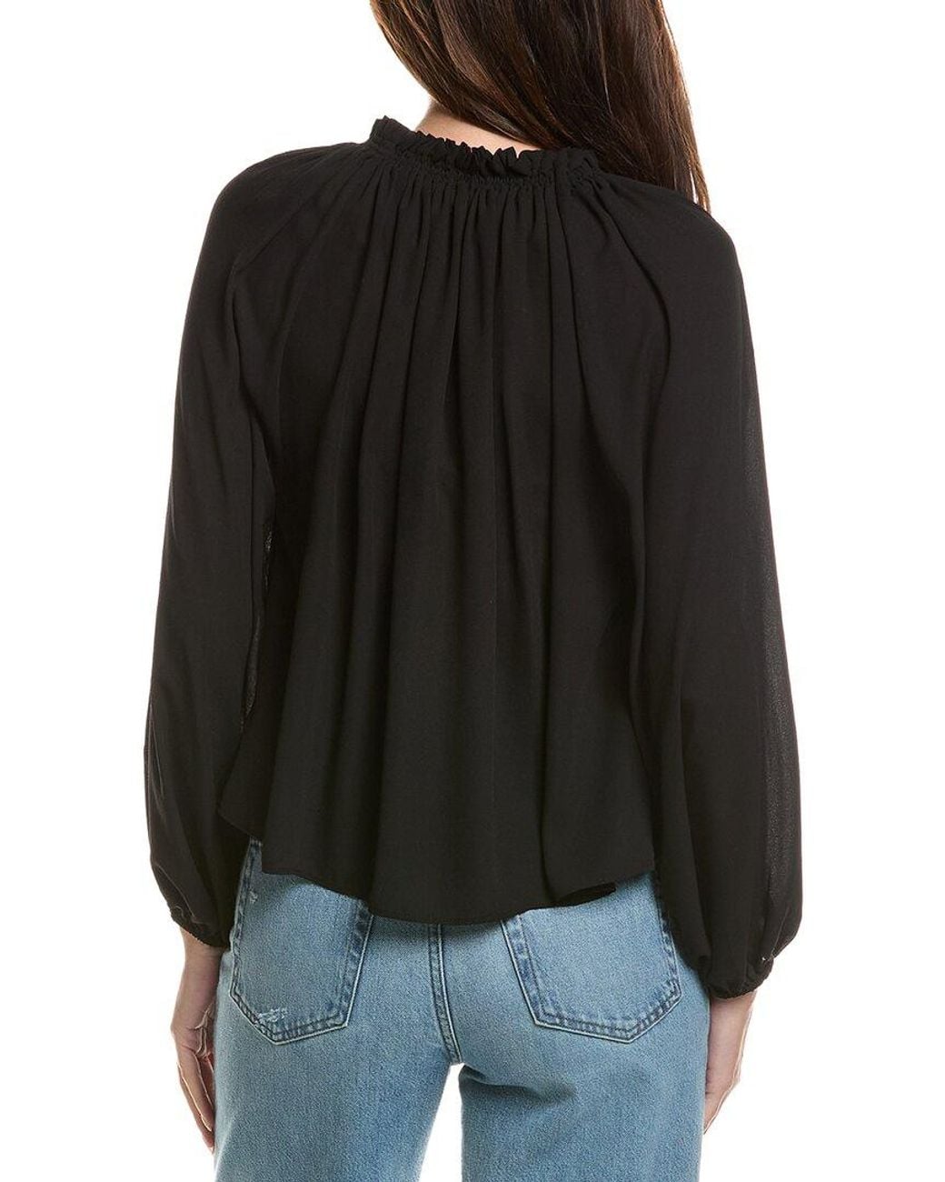 Madewell Black Long Sleeve Tie Neck Top
