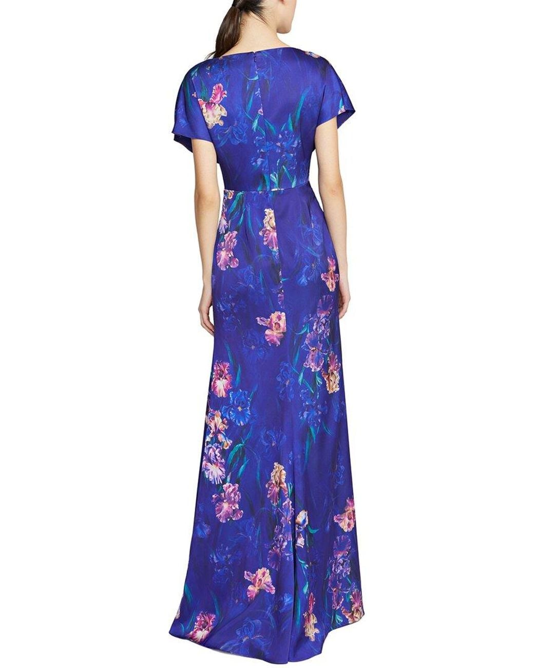 THEIA Blue Angelina Short Sleeve Gown