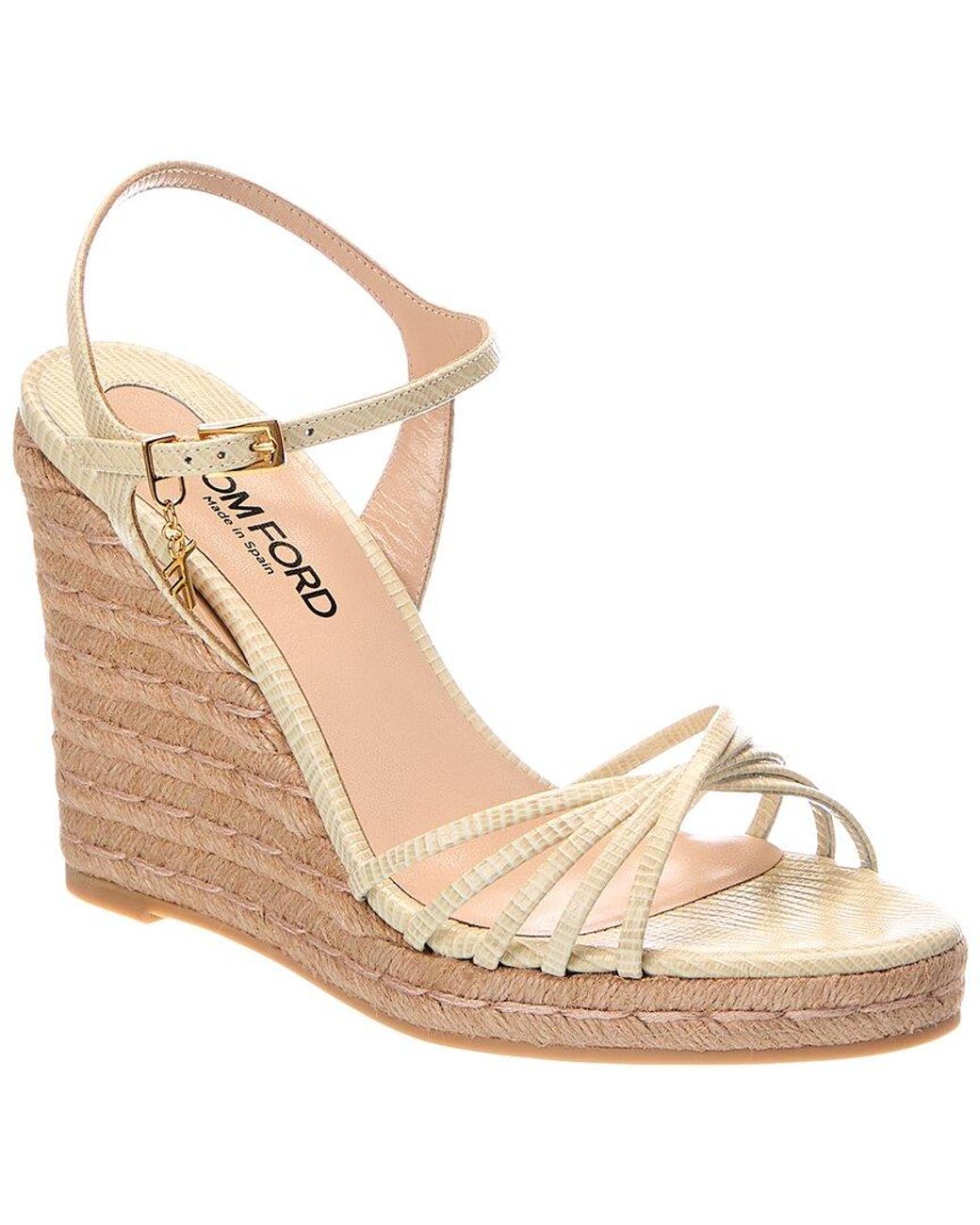 Tom Ford Natural Cabana Leather Wedge Sandal