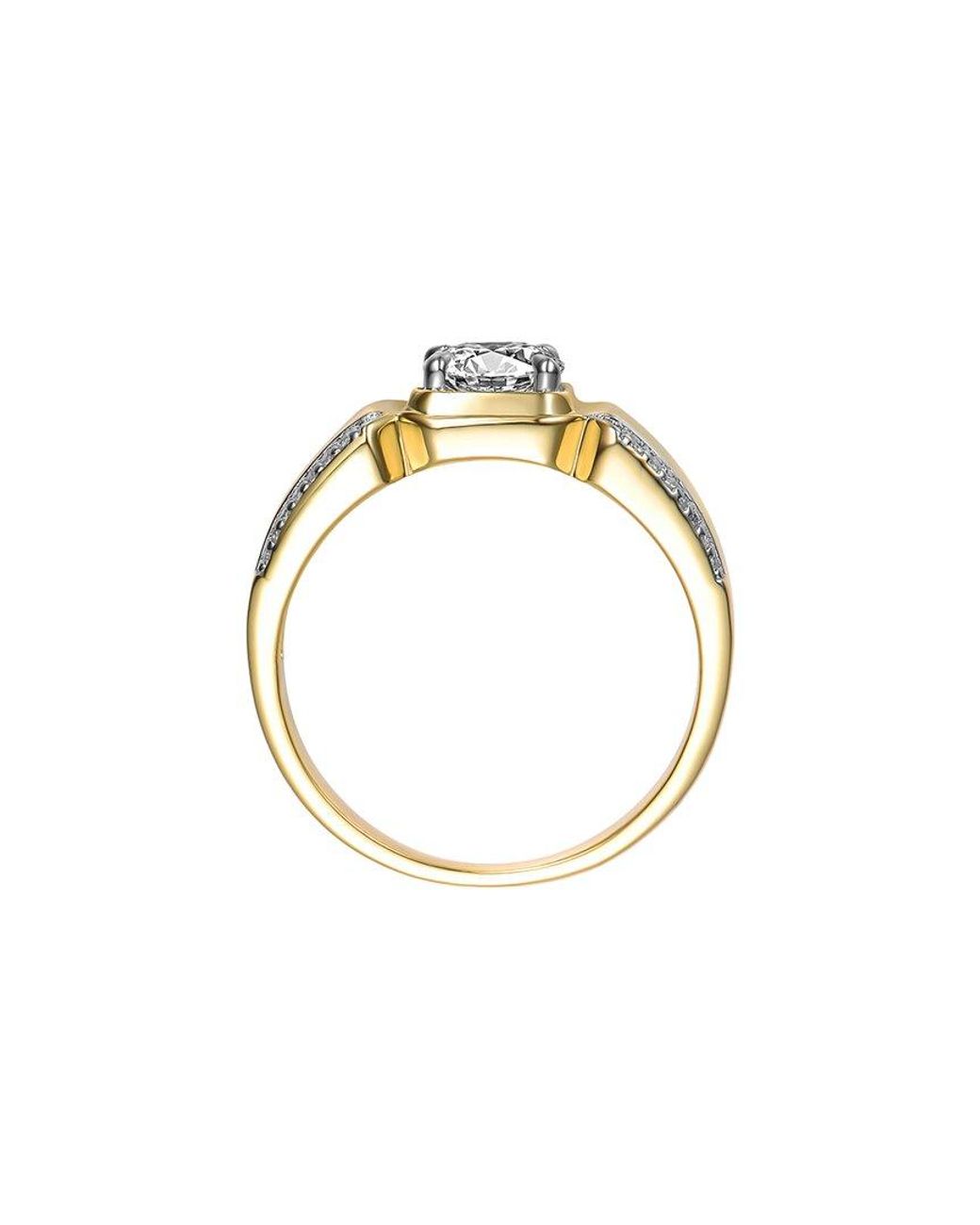 Rachel Glauber Metallic 14K Plated Cz Engagement Ring for men