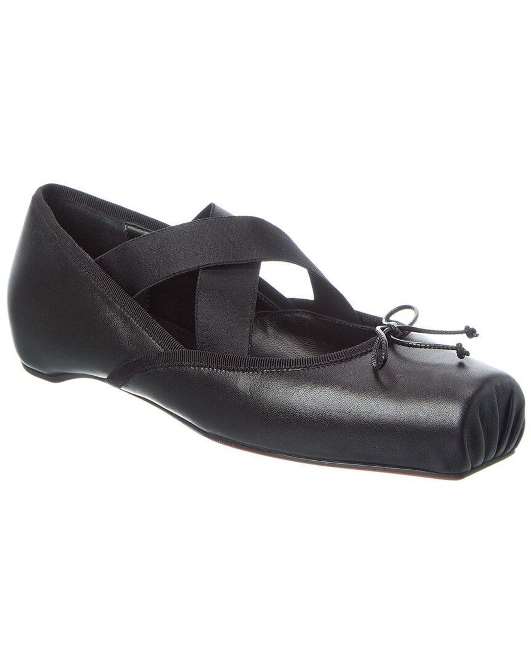 Christian Louboutin Black Cassiasticina Leather Ballerina Flat