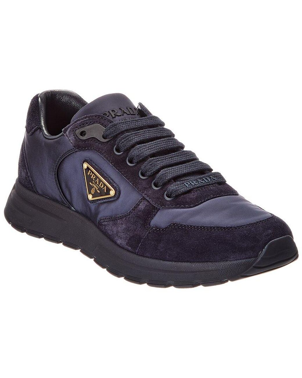 Prada Blue Prax 2.0 Nylon & Suede Sneaker for men