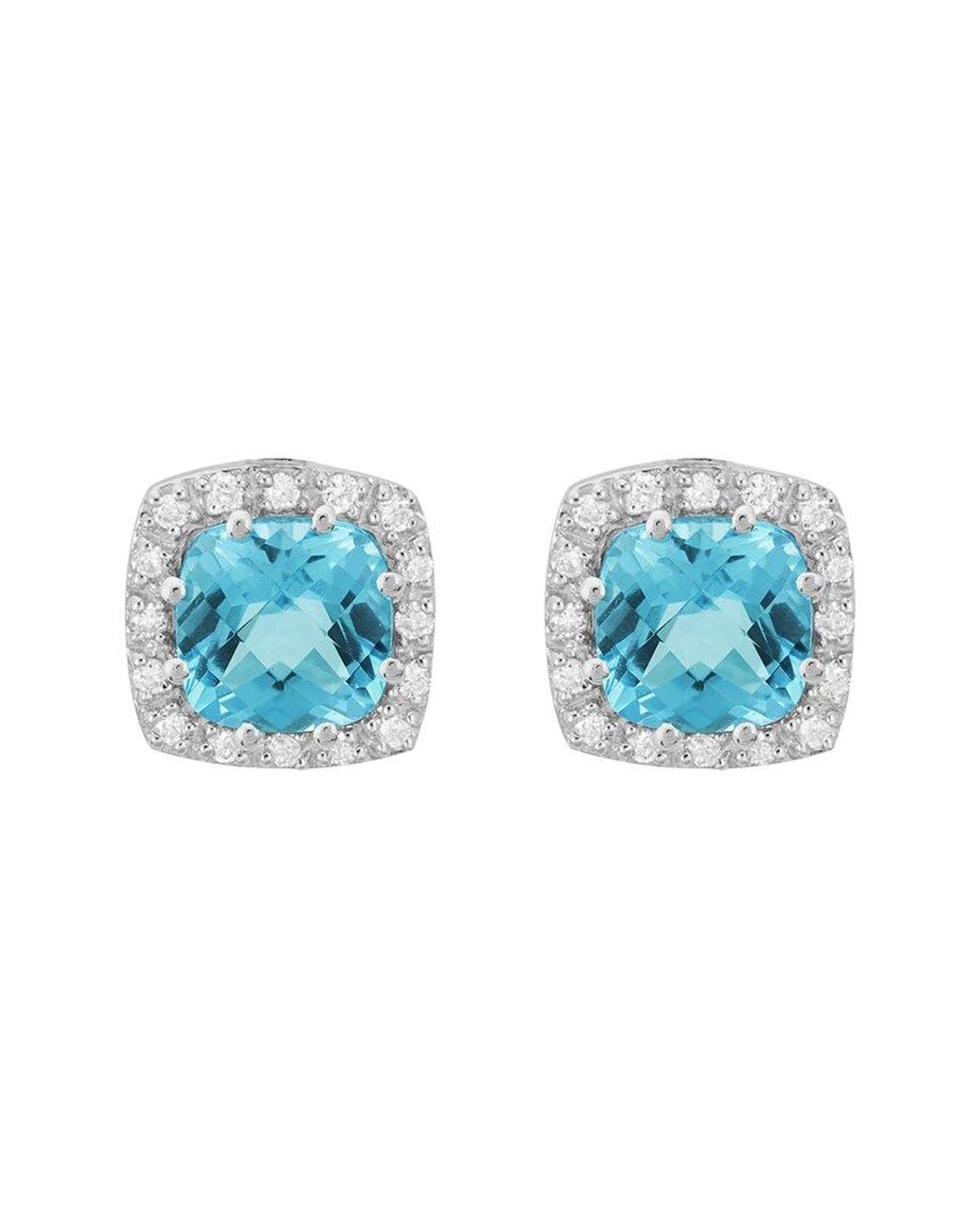 Diamond Select Cuts 14k Diamond .16 Ct. & 2.2 Ct. Blue Topaz Earrings