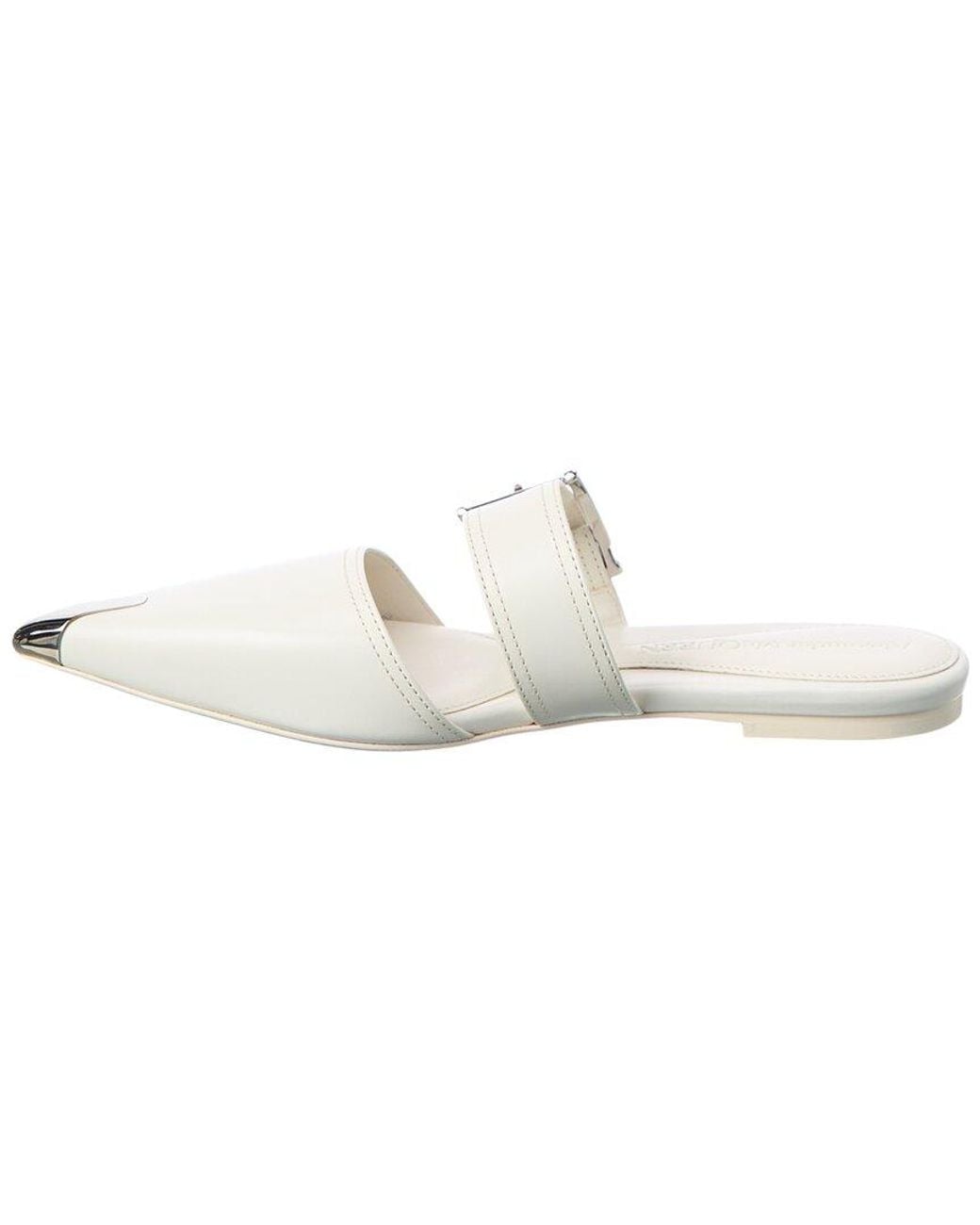 McQueen White Boxcar Leather Flat