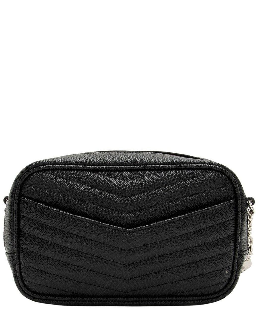 Saint Laurent Black Matelassé Grain De Poudre Monogram Lou Mini Camera Bag (authentic Pre-loved)
