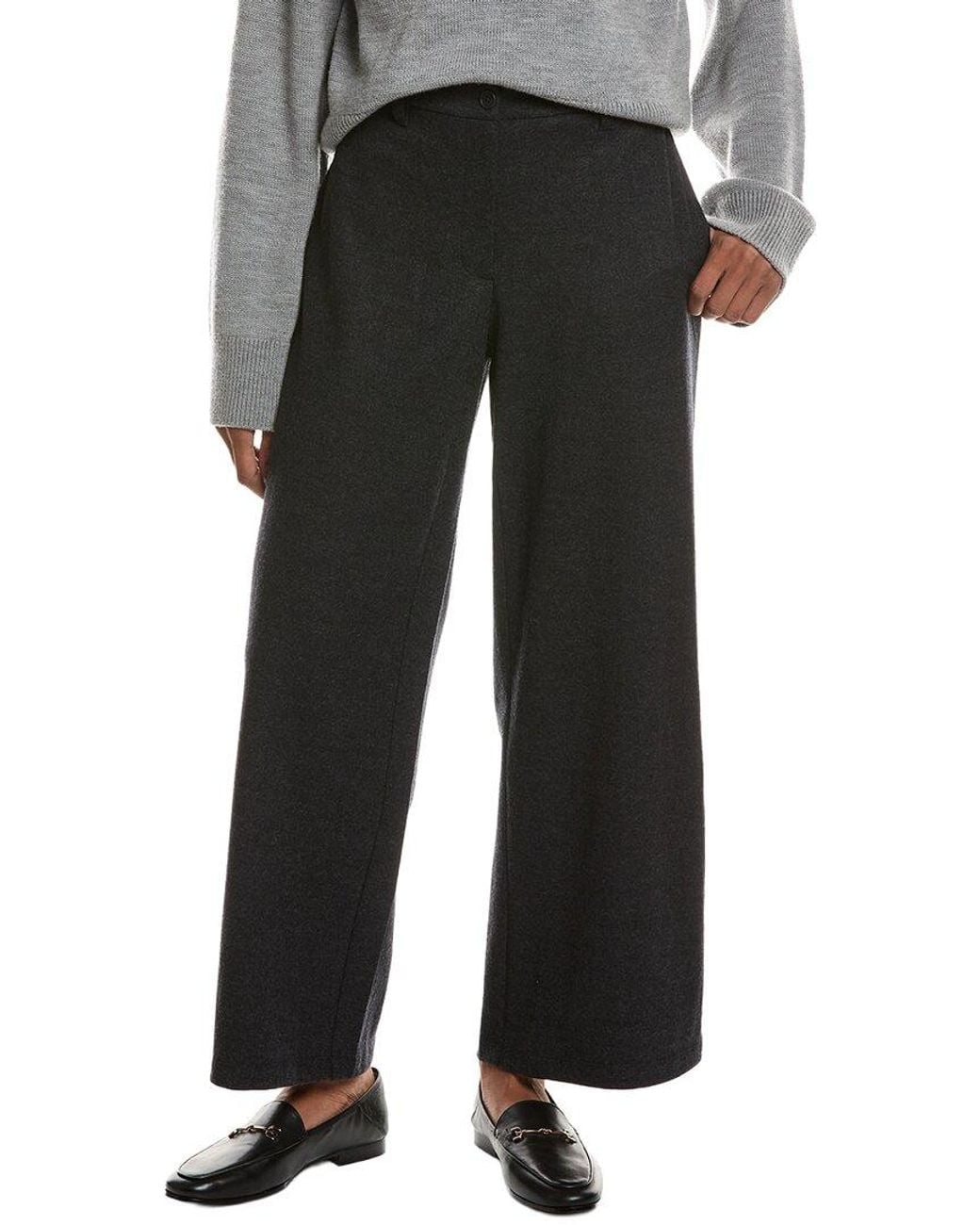 Eileen Fisher Black Wide Wool Trouser