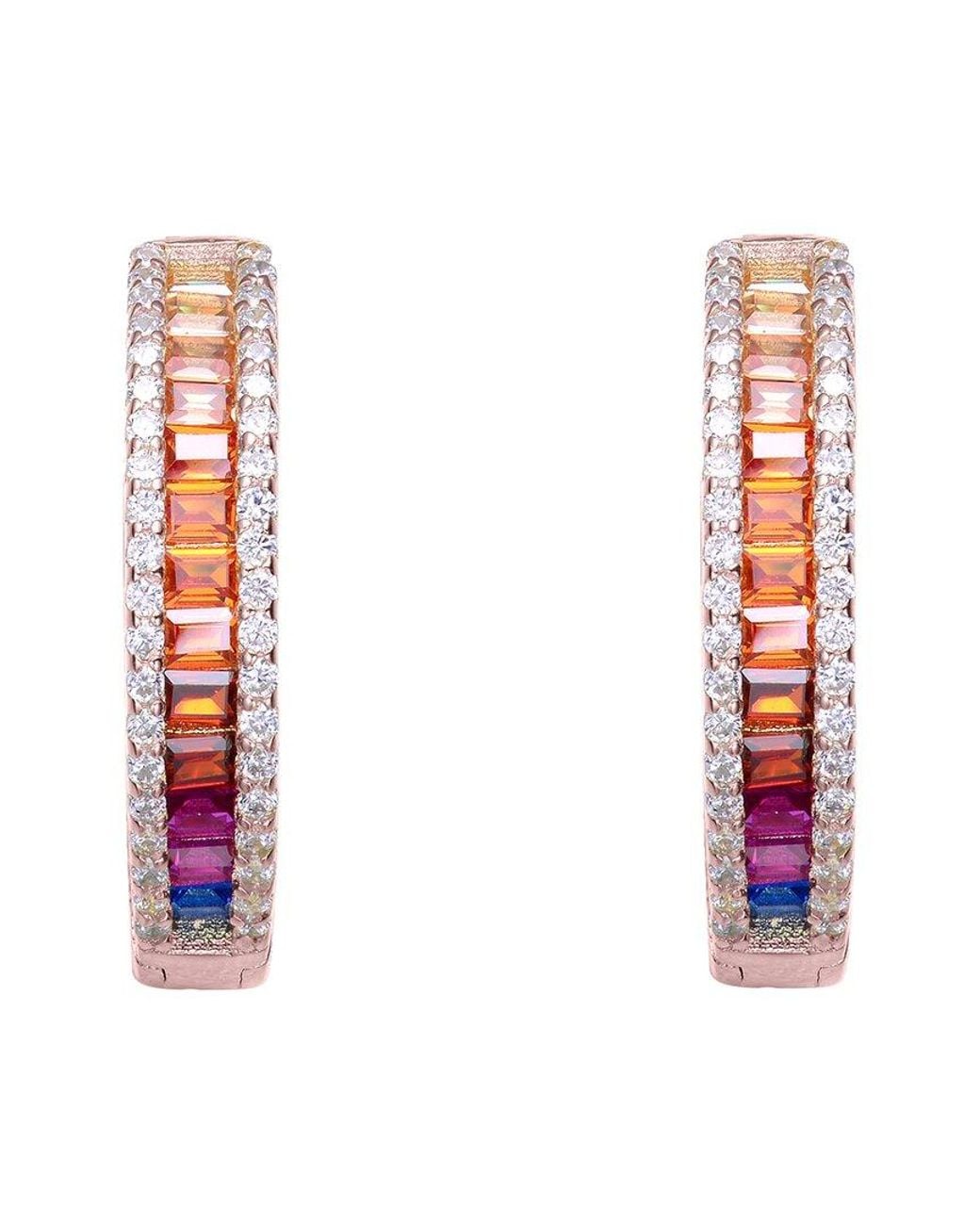 Genevive Jewelry White Diamond Cz Hoop Earrings