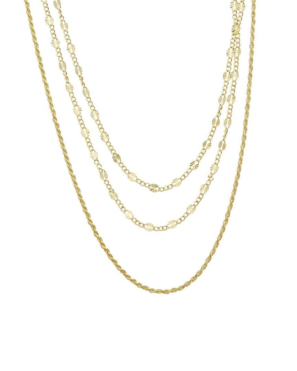 Italian Gold Over Silver Metallic 18K Plated Multi Strand Necklace