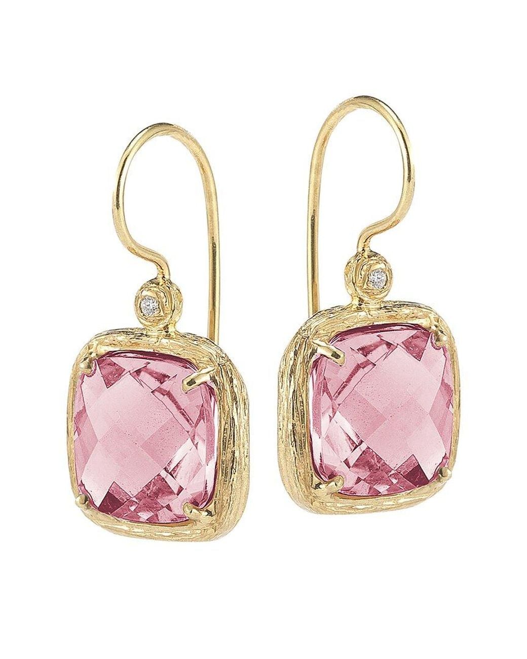Reiss Pink 14k 6.74 Ct. Tw. Diamond & Rose Quartz Earrings