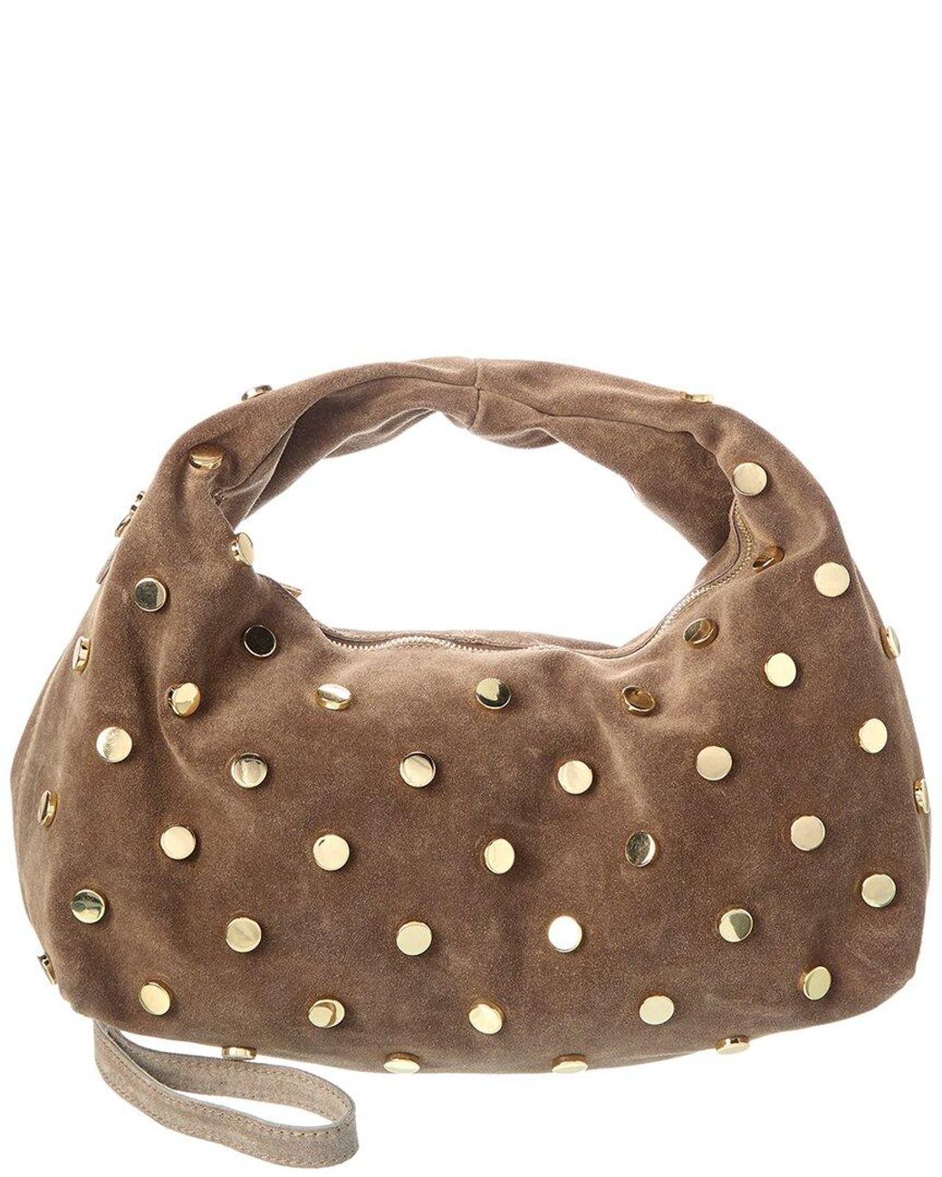 Persaman New York Brown Studded Suede Hobo