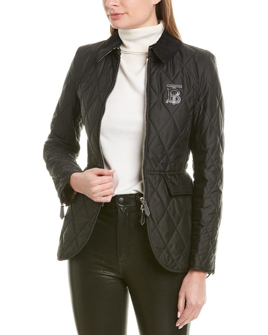 Burberry Tb Logo Quilted Nylon Jacket in Black | Lyst
