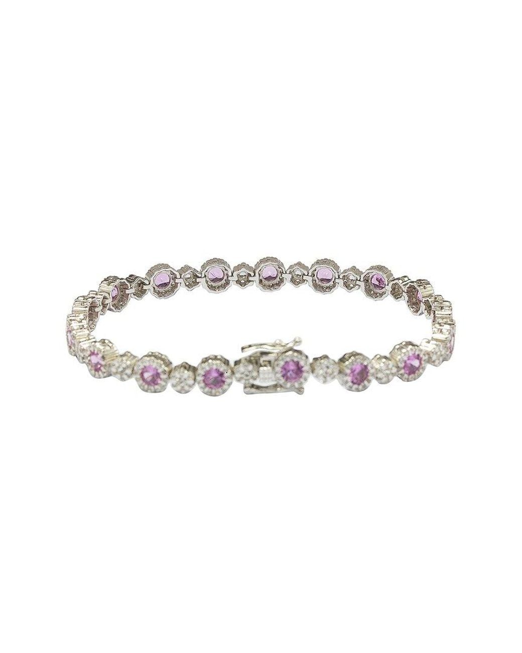 Suzy Levian Metallic Silver Diamond & Sapphire Bracelet