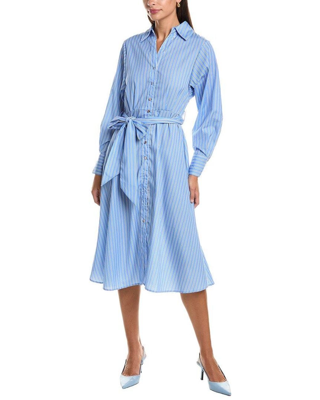 HL Affair Blue Stripe Shirtdress